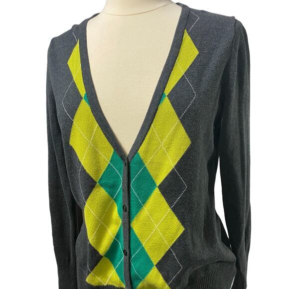 Old Navy Argyle Cardigan Sweater Size Large - Picture 3 of 3
